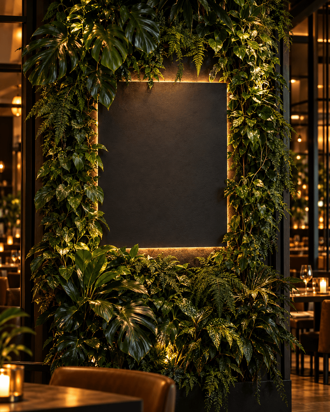 Parede verde decorativa do restaurante